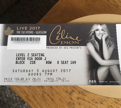 Tickets: Celine Dion, Glasgow 